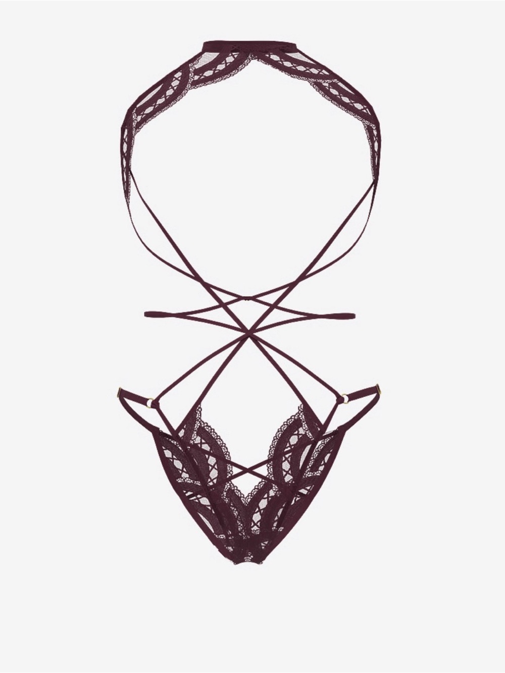 VERY SEXY
Laces Out Embroidery Crotchless Open-Cup Playsuit NWT retail $120 cad